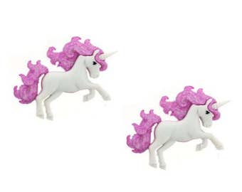 Pink Unicorn Buttons Magical Unicorns Dress It Up Buttons Jesse James Buttons Set of 2 Shank Back Craft Hair Card Scrapbook Supply - 80 B