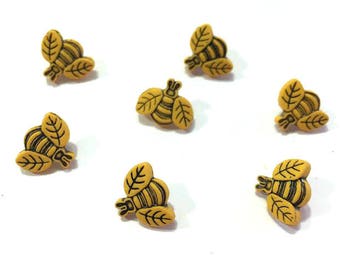 Mini Bee Buttons 1/2" Shank Flat Back Choice Tiny Bugs Jesse James Dress It Up Buttons - 716 W133