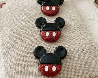 Disney Glitter Mickey Mouse Ears Shank Buttons – 7/8" Dress It Up - D16 D