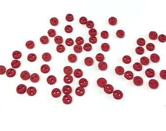 4MM Micro Mini RED Round Buttons Galore 1/8" Sold By Weight Tiny Two Hole Sew Thru