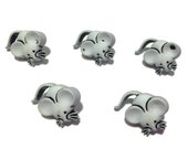 Mouse Buttons Gray Mice Shank Flat Back Choice Set of 5 Buttons Galore Twas The Night Before Exotic Pets Craft Supply - 714 A