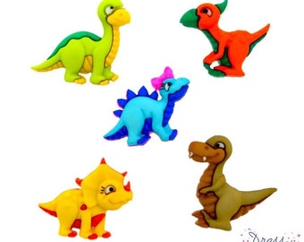 Dinosaur Buttons Collection Toys Dino-Mite Shank Back Jesse James Buttons - 1328