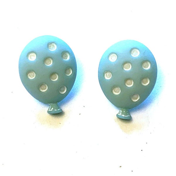 Balloons Buttons Light Blue Polka Dot Shank Flat Back Choice - 1478 A