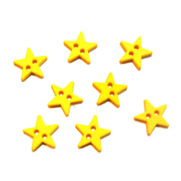 Mini Stars Buttons 7/16" YELLOW Two Hole Sew Thru Flat Back Jesse James Dress It Up Buttons - 1315