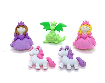 Fantasy Unicorns Buttons PURPLE Shank Back Once Upon A Time Jesse James Dress It Up Buttons 1324