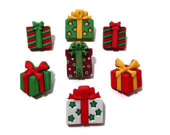 Gift Cabochons Cute Present Cabochons Dollhouse Miniature Cabochons For Slime Mini Gift Dollhouse Prop Red And Green Presents
