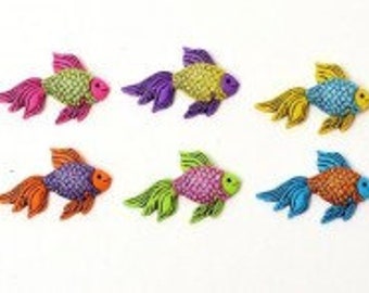 Mixed bag of sea theme wooden buttons embellishments.Fish Starfish Jellyfish