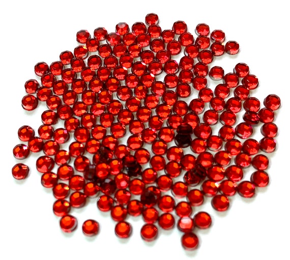 SALE 200 Count Valentine Red Rhinestones Embellishments 3MM Micro Mini  Round Flat Back Craft Supply 974 