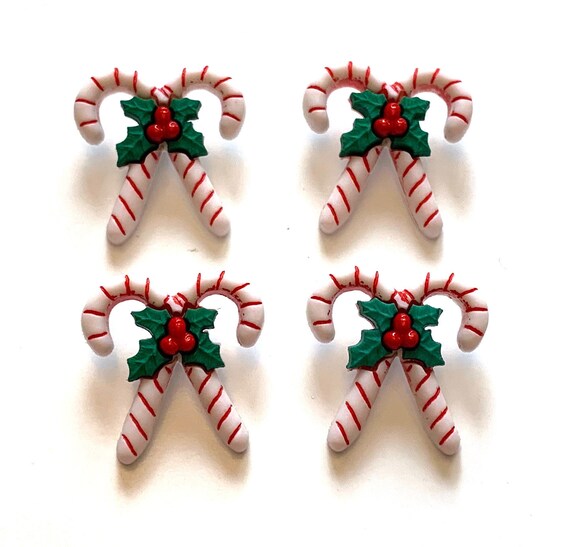 Candy Cane Buttons Candy Striped Xmas Shank Flat Back Choice Etsy