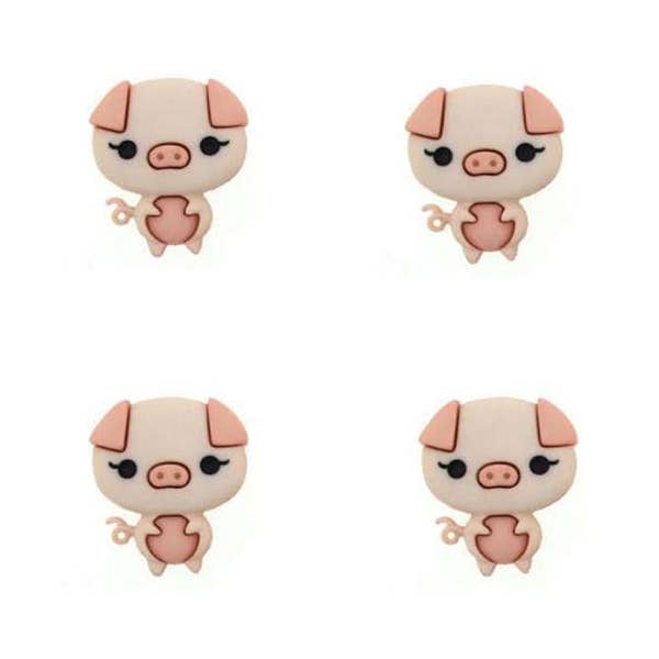 Pig Buttons Piggly Wiggly Animal Cuties Shank Flat Back Choice Jesse James Dress It Up Buttons - 1210