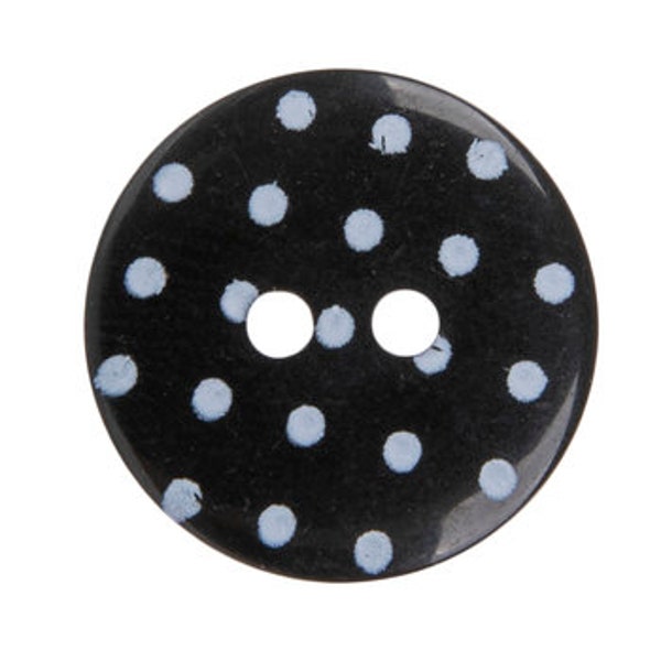 Black and White Polka Dot Buttons - Round Two-Hole Sew-Thru with Glossy Finish for Sewing and Crafting - 1168 J