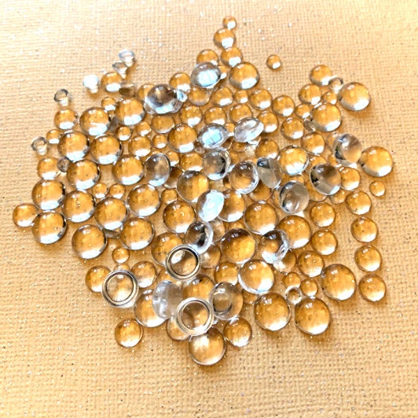 Mini Clear Water Droplets Collection Set of 150 Embellishments 4mm, 6mm & 8mm Assorted Sizes Craft Supply - M102 X