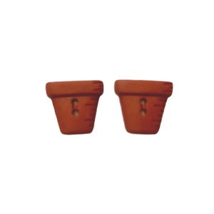 Clay Flower Pot Buttons - Two Hole Flat Back Buttons By Shelly - 19 H