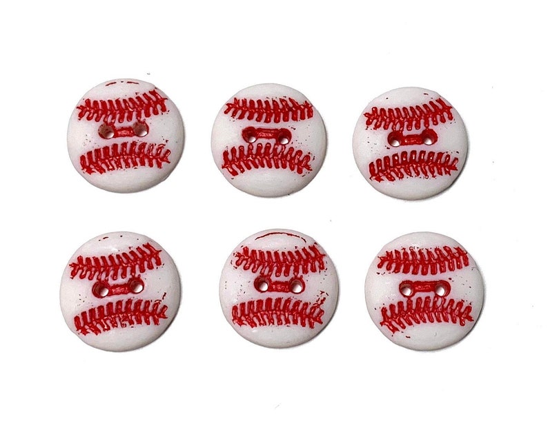 Baseball Buttons Galore 9/16 Set of 6 Two Hole Sew Thru Etsy