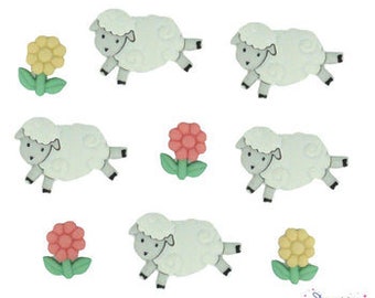 Lambs Buttons Flowers Counting Sheep Shank Back Jesse James Dress It Up Buttons - 736