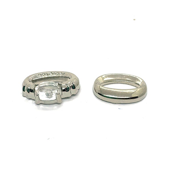 Wedding Rings Embellishment Set of 2 Flat Back Jesse James Dress It Up Buttons Platinum Bridal Band - 851 852 W104