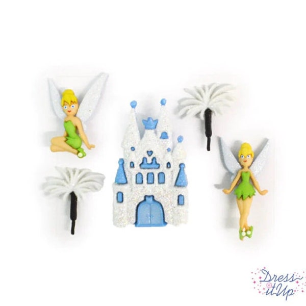 NEW Disney Tinkerbell Collection Shank Back Buttons & Flat Backs Set of 5 Licensed Jesse James Dress It Up Buttons - D7 B
