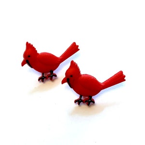 Red Cardinal Buttons Birds Shank Flat Back Choice 60