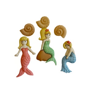 Mermaid Buttons Splish Splash Set of 6 Shank Flat Back Choice Jesse ...