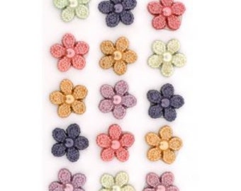 Mini Pearl Flowers Buttons Collection Shank Flat Back Choice Set of 15 Jesse James Dress It Up Buttons Colors May Vary - 1056