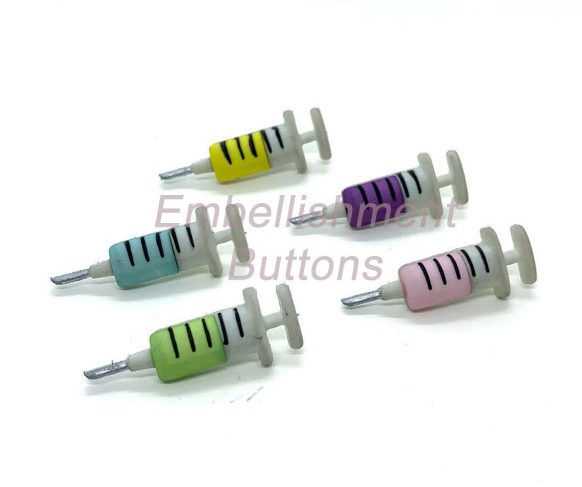 Syringe Buttons Collection Medical Shot Button Needles Set of Etsy