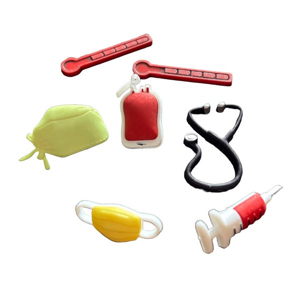 Colección de botones médicos para quirófano, juego de 7 estetoscopios con base de vástago y base plana - 1321