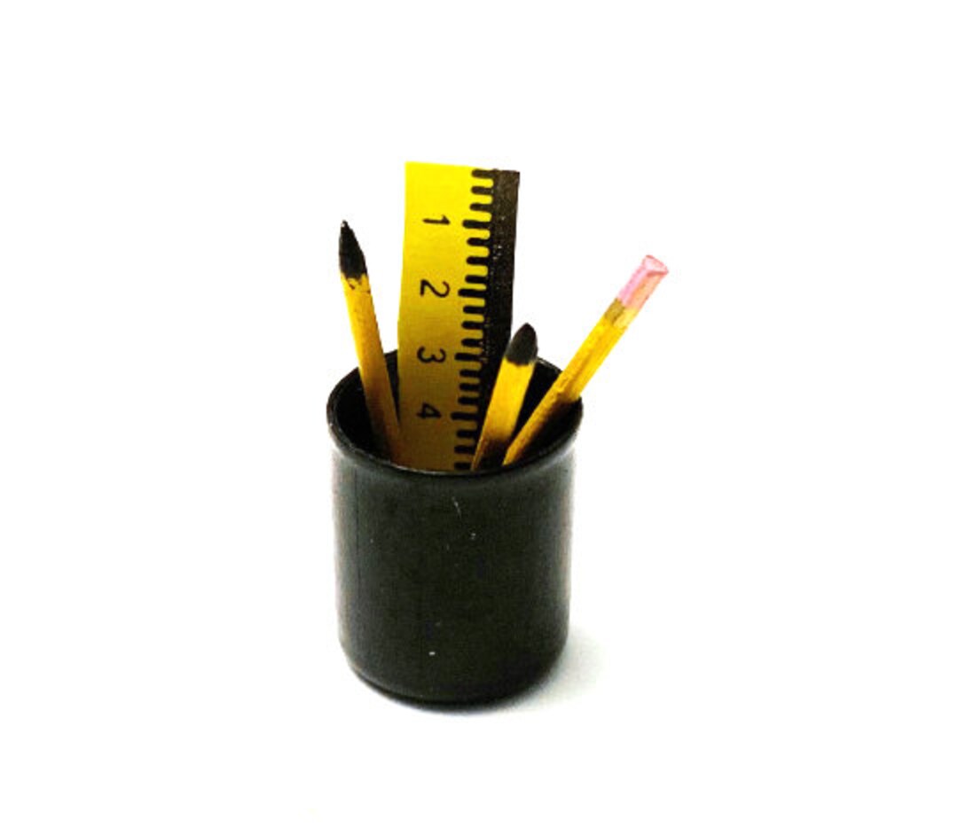 Miniature Pencil Holder Ruler Dollhouse Office Home Decor - 991 - Etsy
