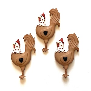 Hen House Chicken Buttons Rooster Heart Polka Dots Shank Back Jesse James Dress It Up Buttons - 1287 C