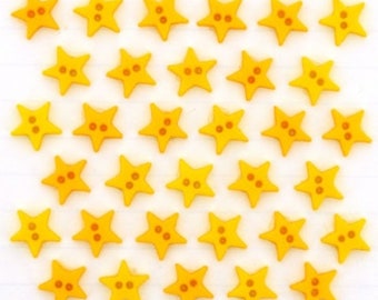 NEW Micro Mini YELLOW STARS Buttons Galore 1/4" Sold By Weight Two Hole Sew Thru Flat Back Jesse James Dress It Up Buttons - M104 A