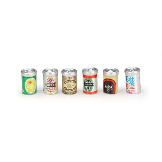 Dollhouse Miniature Set of 6 Beer Cans