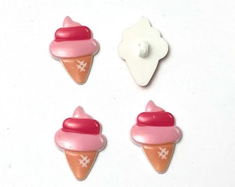 SALE Pink Ice Cream Cone Buttons Shank Flat Back Choice - 942