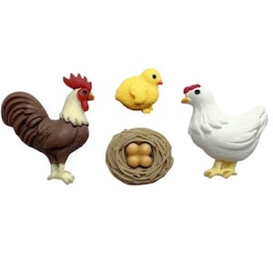 Chicken Coop Embellishments Collection Rooster Chick Eggs Henny Penny Flat Backs Craft Supply by Shelly - 785