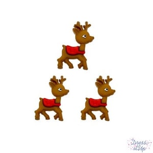 Rudolph Buttons Christmas Whimsical Reindeer Games Shank Back Jesse James Dress It Up Buttons - 1339