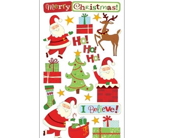 Santa Christmas Stickers Collection Trees & Presents Embellishments Craft Supply - SB5 Y