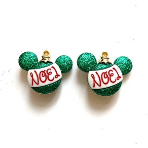 Disney Mickey Christmas Ornaments Buttons Glitter NOEL Shank Back Jesse James Dress It Up Buttons Licensed - D15 B