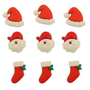 Santa Christmas Buttons Galore Collection Ho Ho Ho! Set of 9 Shank Back - 608