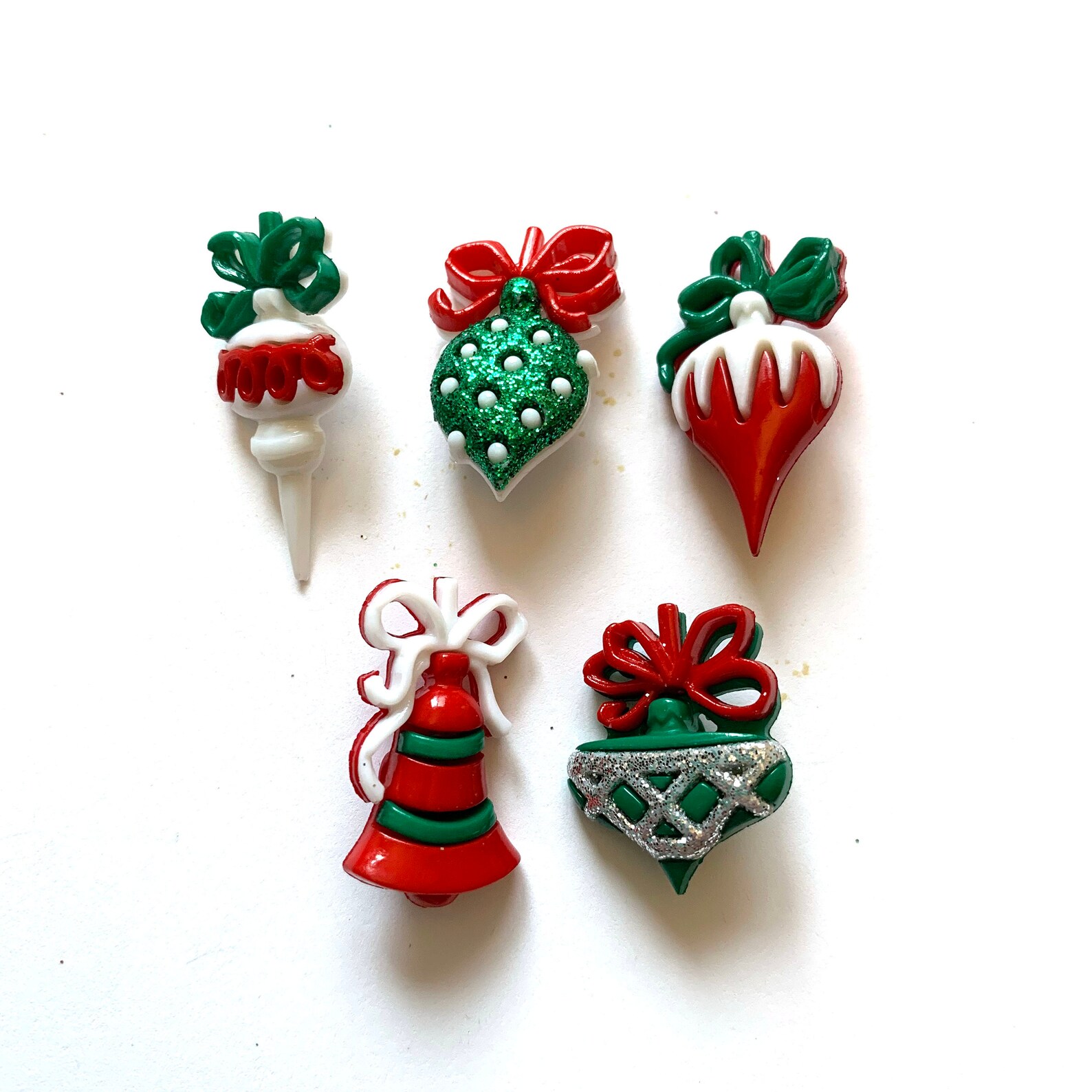 Christmas Buttons Collection Ornament Set of 5 Shank Flat Back Etsy