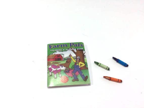 Download Miniature Coloring Book Crayons Set Of 4 Dollhouse Toy Home Etsy