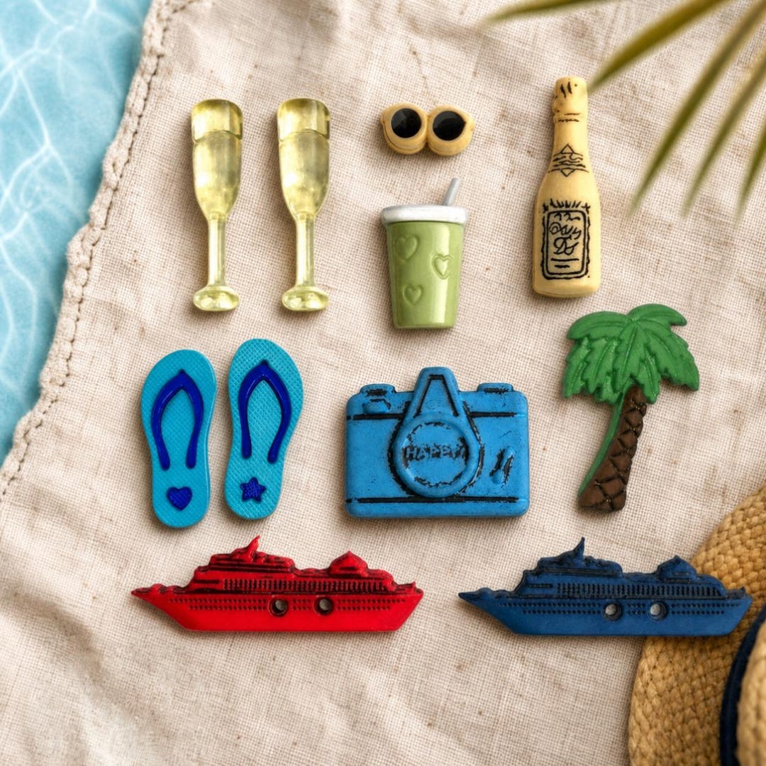 Vacation Buttons Galore Collection Shank Flat & Sew Thru Sea Cruise ...