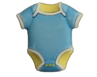 Baby Buttons Blue Onesies Shank Back Jesse James Dress It Up Buttons  1230