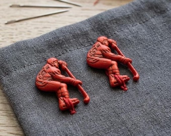Hockey Player Buttons Galore Shank Flat Back Choice Red - 918