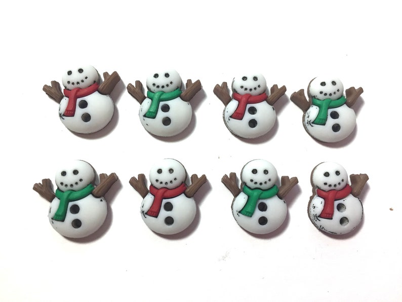 Sew Cute Snowmen Buttons Collection Snowman Set of 8 Two Hole Sew Thru Flat Back Jesse James Dress It Up Buttons 1316 image 1