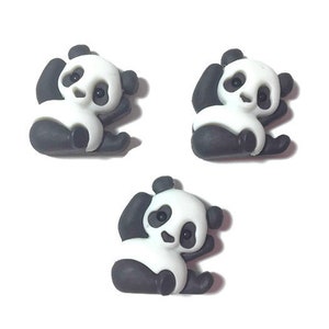 Panda Pile Buttons Bears Sitting Shank Back Jesse James Buttons - 1210 C