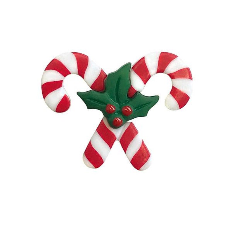 Christmas Candy Canes Buttons Galore Crossed Holly Shank Back Etsy