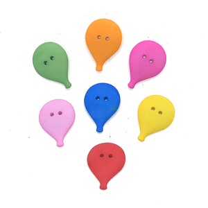 Birthday Balloons Buttons Galore Collection Set of 7 Two Hole Sew Thru Flat Back - 592