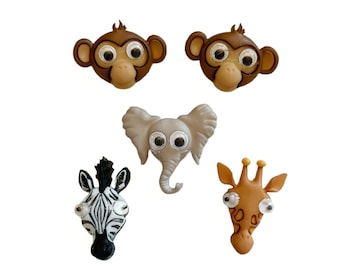 Animal Button Collection Google Eyed Shank Back Jesse Dress It Up Life's A Zoo  - 1437