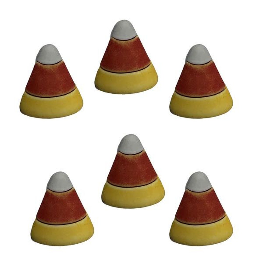 Candy Corn Buttons Galore 3/4 Halloween Set of 6 Shank Back 3D MATTE