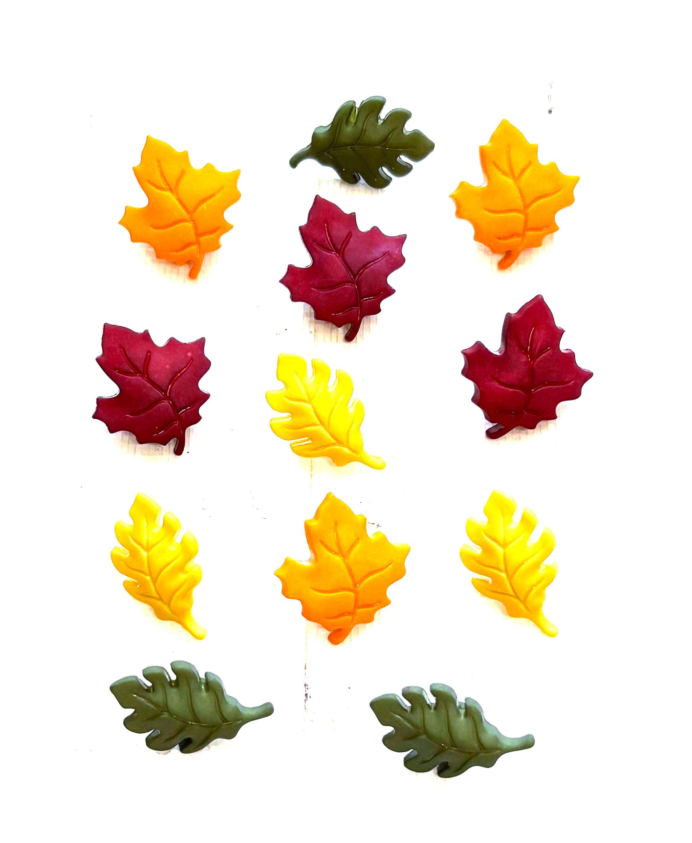 Fall Leaves Buttons Galore Collection Leaf Set of 12 Shank Flat Back Choice - 1493 A