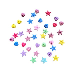 Mini Multi-Mix Buttons Stars Hearts Round Sew Thru Jesse Dress It Up - M102 G