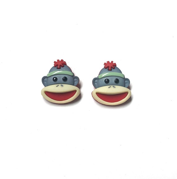 Sock Monkey Button Color Choice Shank Back - 100